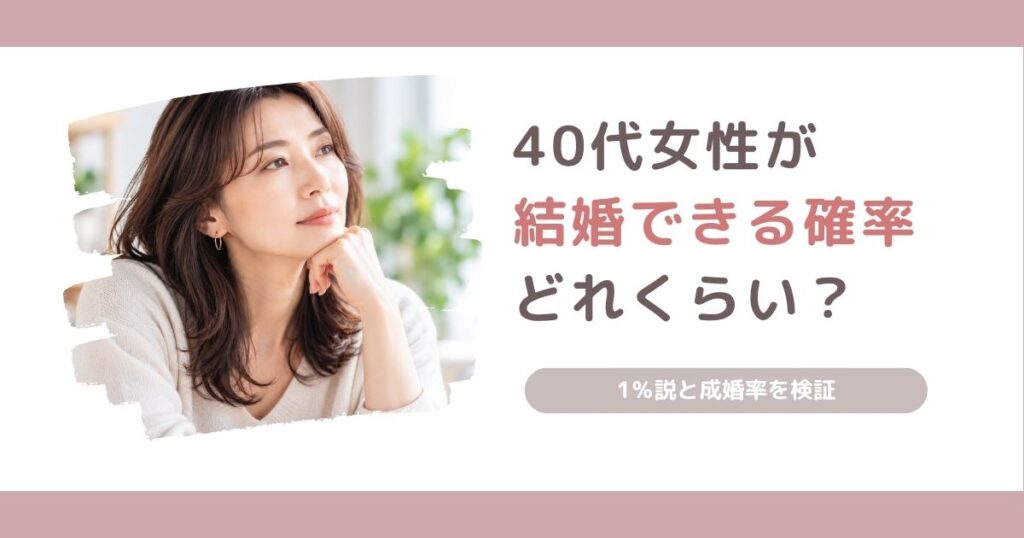 40代女性が結婚できる確率と1％説、結婚相談所の成婚率を解説する記事のアイキャッチ画像