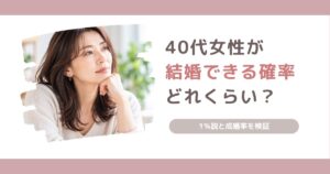 40代女性が結婚できる確率と1％説、結婚相談所の成婚率を解説する記事のアイキャッチ画像
